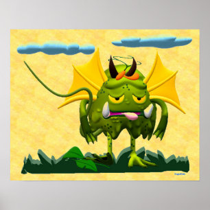 Grünes Sumpfmonster animierter Charakter Poster