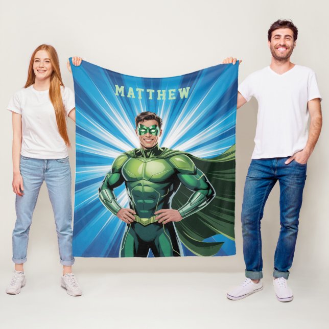 Grünes Superhelden-Jungen-Geburtstagsgeschenk Fleecedecke (Beispiel)