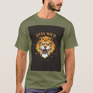 Grünes T-Shirt mit halben Ärmeln mit Stay Wild Typ