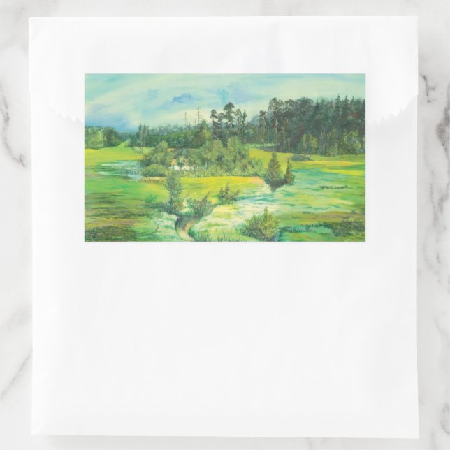 grünes Tal Rechteckiger Aufkleber (Tasche)