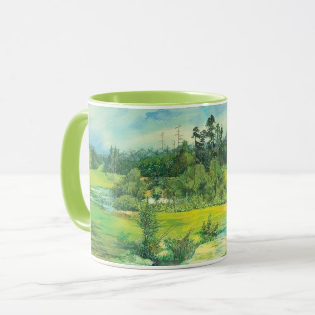 Grünes Tal Watercolor Tasse (Vorderseite Links)