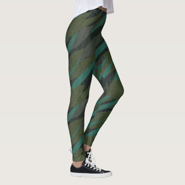 Grünes Tarnmuster abstrakt Leggings (Rechts)