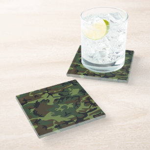 Grünes Tarnmuster, Militärisches Muster, Armee Glasuntersetzer
