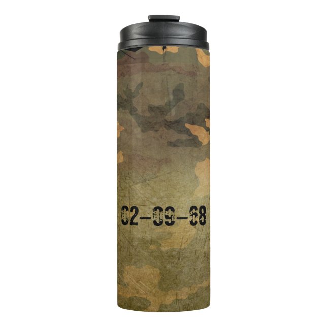 Grünes Tarnmuster Vintag V2.0 Thermosbecher (Vorderseite)