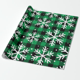 Grünes Tartan-Schneeflocken-Wrapping Paper Geschenkpapier