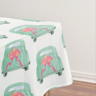 Grünes texturiertes handgezeichnet Bridal Car Tischdecke