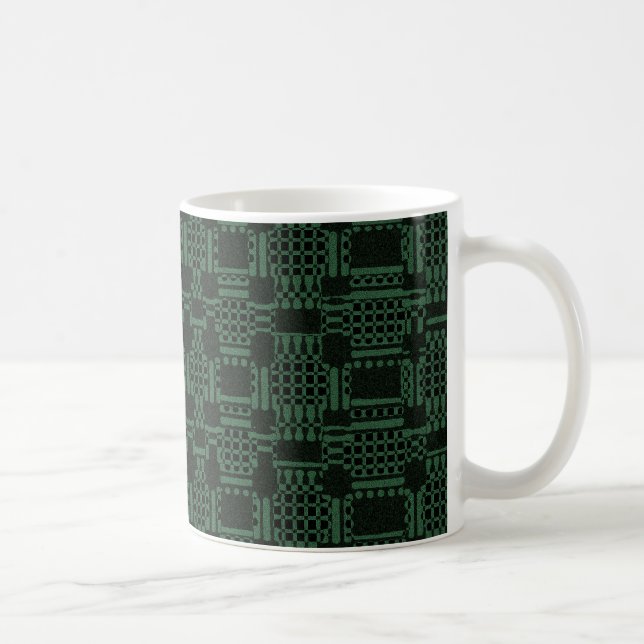 Grünes texturiertes Quadrat Kaffeetasse (Rechts)