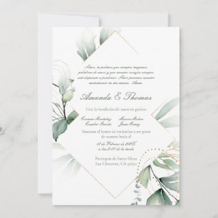 Grünes Thema spanische Hochzeit Einladung