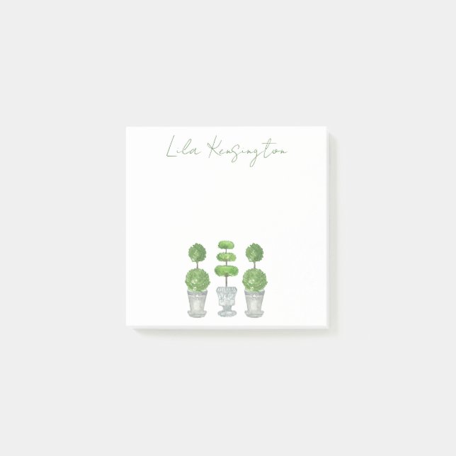 Grünes Thema Wasserfarbe Post-it Klebezettel (Vorderseite)