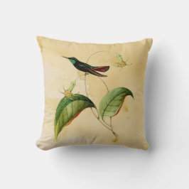 Grünes Throated Mango-Kolibri-Aquarell-Kissen Kissen