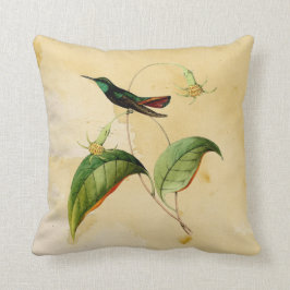 Grünes Throated Mango-Kolibri-Aquarell-Kissen Kissen