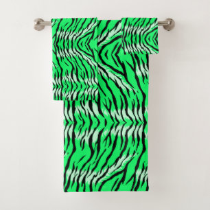 Grünes Tiger-Tierhaut-Musterdesign Badhandtuch Set