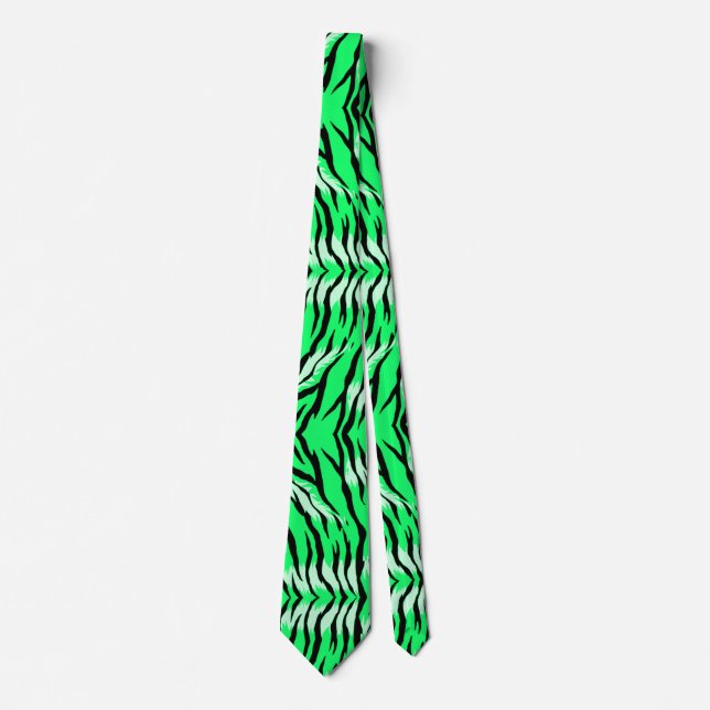 Grünes Tiger-Tierhaut-Musterdesign  Krawatte (Vorderseite)