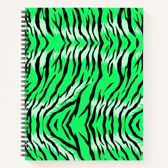 Grünes Tiger-Tierhaut-Musterdesign  Notizbuch (Vorderseite)