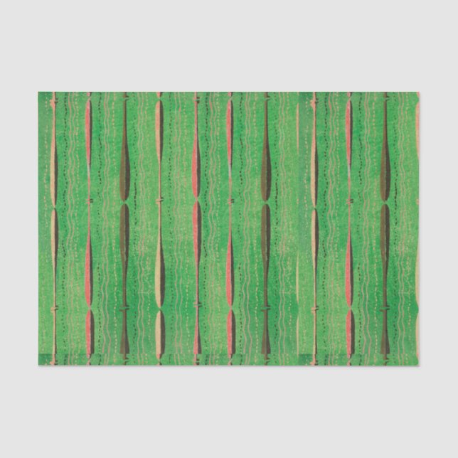 GRÜNES TISSUPAPIER JAPANISCHES WOODBLOCK PATTERN SEIDENPAPIER (Vorderseite)