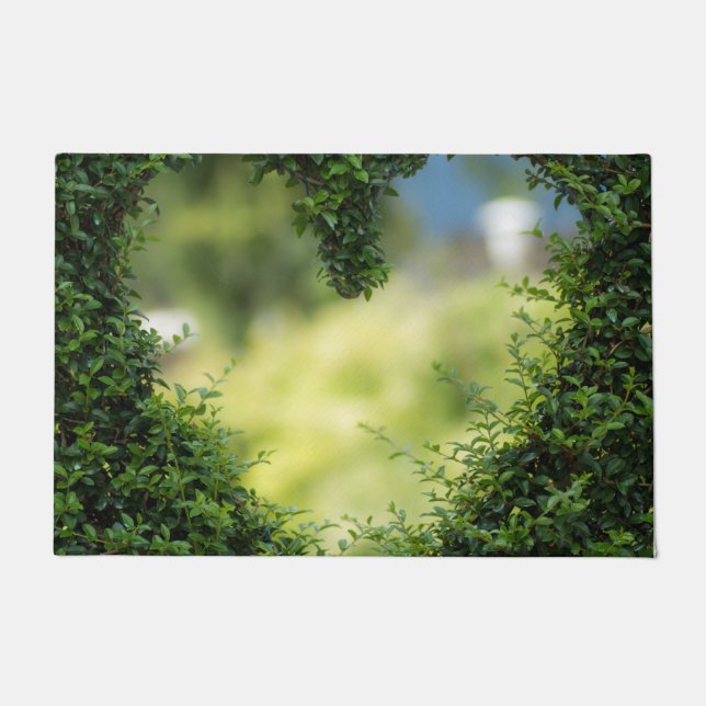 Grünes Topiary Heart Fußmatte (Vorderseite)