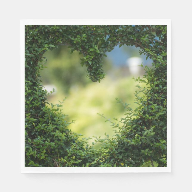 Grünes Topiary Heart Serviette (Vorderseite)