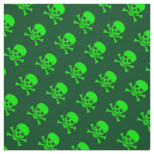 Grünes Totenkopf mit gekreuzter Knochen-Muster Stoff