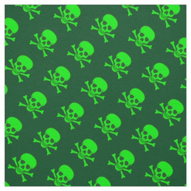 Grünes Totenkopf mit gekreuzter Knochen-Muster Stoff (Muster)