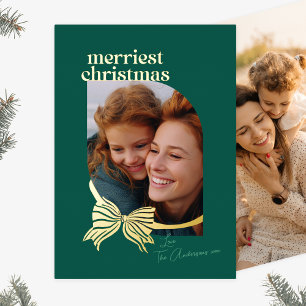 Grünes traditionelles Foto mit Goldbuhe Folien Feiertagskarte