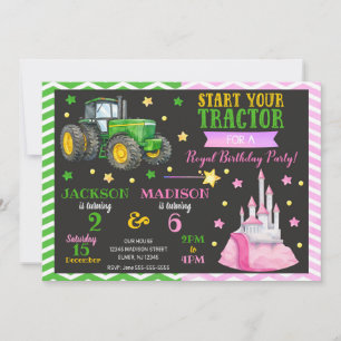 Grünes Traktor- und Prinzessinnen-Jubiläumsfeier Einladung