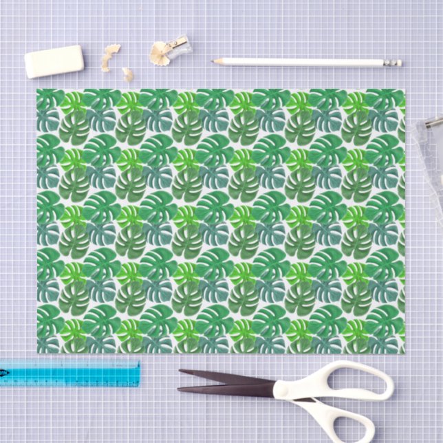 Grünes tropisches botanisches Monstera-Blätter-Mus Seidenpapier (Handwerk)