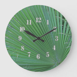 Grünes tropisches Leaf Foto Diagonal Abstrakte Blä Große Wanduhr