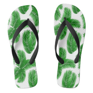 Grünes tropisches Palmblattmuster Flip Flops