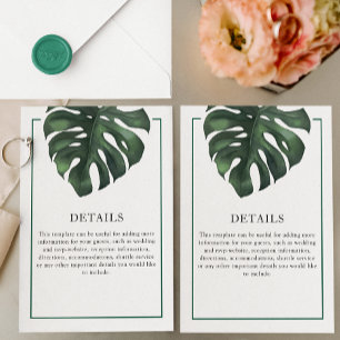 Grünes tropisches Palmenblatt Monstera Details Begleitkarte