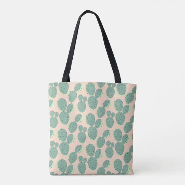 Grünes u. rosa Kaktus-Muster Tasche (Rückseite)