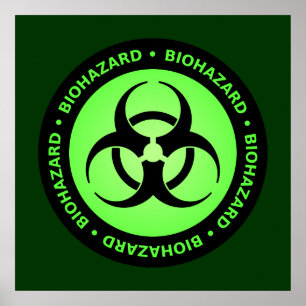 Grünes u. schwarzes Biogefährdung-Symbol-Plakat Poster