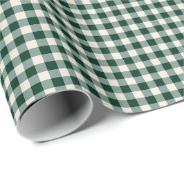 Grünes und Beiges Gingham-Karo-Muster Geschenkpapier