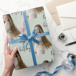 Grünes und benutzerdefiniertes Foto mit weichem Hi Geschenkpapier