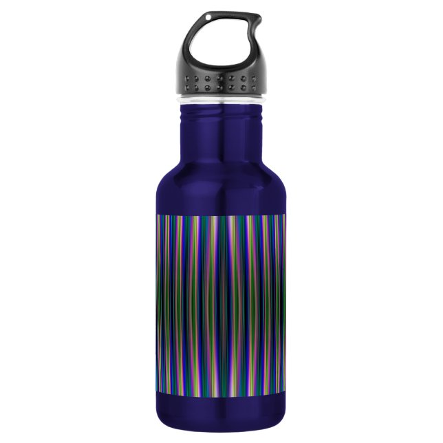 Grünes und blau gestreiftes Muster Trinkflasche (Vorderseite)