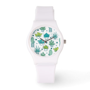 Grünes und blaues Aquarellmuster Armbanduhr