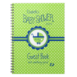 Grünes und blaues Babyparty-Gast-Buch Notizblock