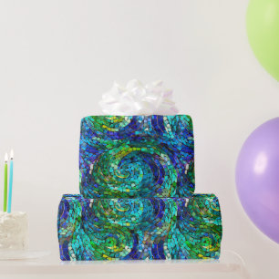 Grünes und blaues Juwel-Ton-Mosaik-Glasmuster Geschenkpapier