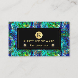 Grünes und blaues Juwel-Ton-Mosaik-Glasmuster Visitenkarte