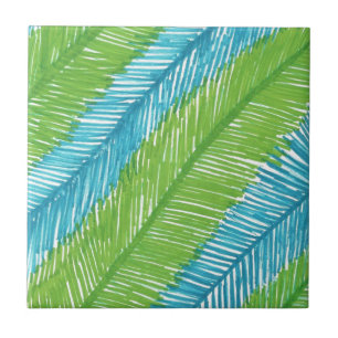 Grünes und blaues Palmblatt-Muster Fliese