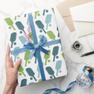 Grünes und blaues Pickleball-Muster Geschenkpapier