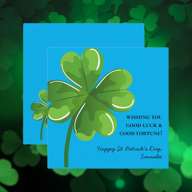 Grünes und blaues St. Patrick's Day Green Kleeblat Mitteilungskarte (Von Creator hochgeladen)