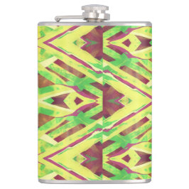 Grünes und braunes Muster Flachmann