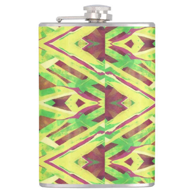 Grünes und braunes Muster Flachmann (Vorderseite)