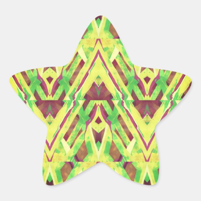 Grünes und braunes Muster Stern-Aufkleber (Vorderseite)