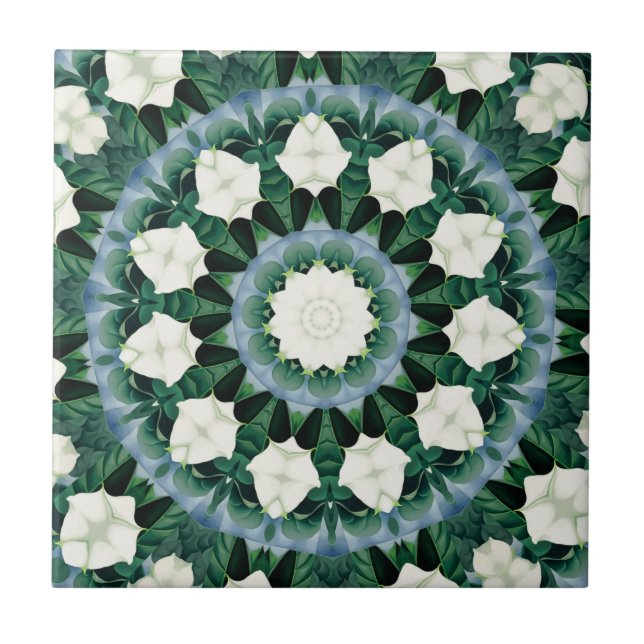 Grünes und Cerulean Blau-Mandala Sacramentos Fliese (Vorderseite)