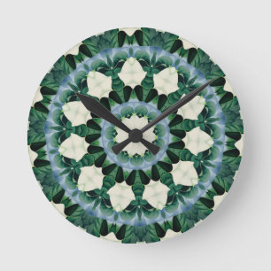 Grünes und Cerulean Blau-Mandala Sacramentos Runde Wanduhr
