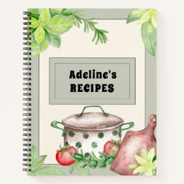 Grünes und cremefarbenes Rezept Notizbuch