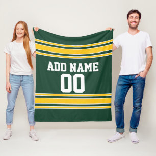 Grünes und gelbes Goldgestreifter personalisierte Fleecedecke