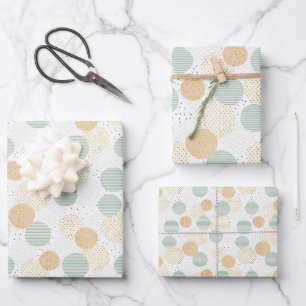 Grünes und goldenes geometrisches Weihnachten Geschenkpapier Set
