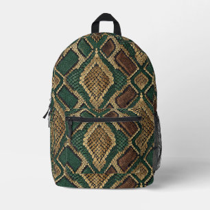 Grünes und goldenes Schlangenhaut-Muster - Tierdru Bedruckter Rucksack